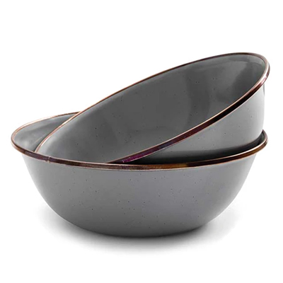 Barebones Enamel Bowl Set of 2 slate gray
