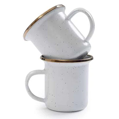 Barebones Enamel Espresso Cup Set of 2 eggshell