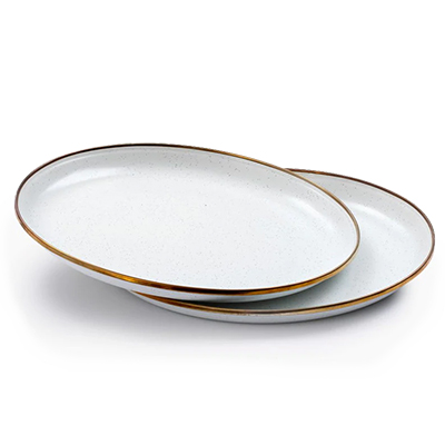 Barebones Enamel Salad Plate Set of 2 eggshell