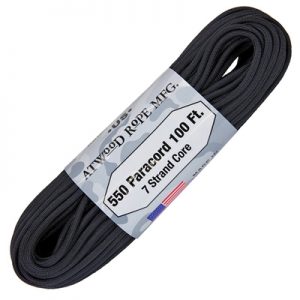 Atwood Rope MFG Paracord 550 Type 7 Strands 100 Feet Black