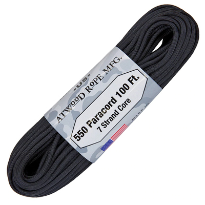 Atwood Rope MFG Paracord 550 Type 7 Strands 100 Feet Black