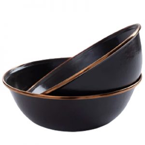 Barebones Enamel Bowl Set of 2 charcoal