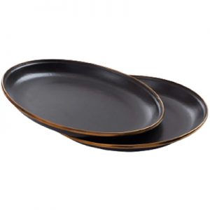 Barebones Enamel Deep Plate Set of 2 charcoal