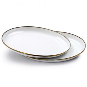 Barebones Enamel Deep Plate Set of 2 eggshell