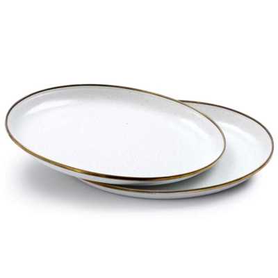Barebones Enamel Deep Plate Set of 2 eggshell