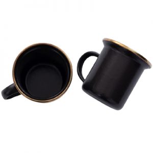 Barebones Enamel Espresso Cup Set of 2 charcoal