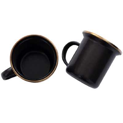 Barebones Enamel Espresso Cup Set of 2 charcoal