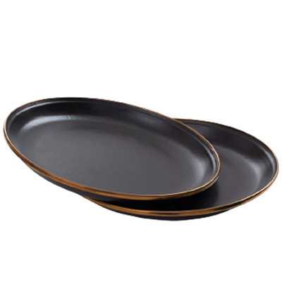 Barebones Enamel Salad Plate Set of 2 charcoal