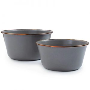 Barebones Enamel Mixing Bowl Slate Set of 2 slate gray