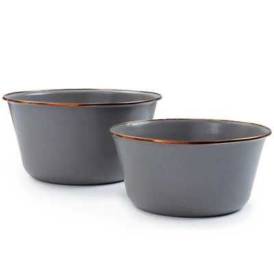 Barebones Enamel Mixing Bowl Slate Set of 2 slate gray