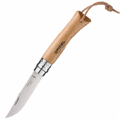 Opinel N°07 Stainless Steel Leather Lace beechwood