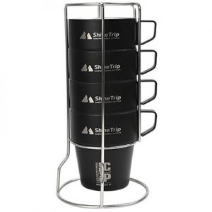 Shinetrip 4pcs Camping Cups Set 304 Stainless Steel A415-H00 black