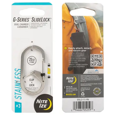 Nite Ize G-Series Slidelock Dual Chamber Carabiner #3 stainless