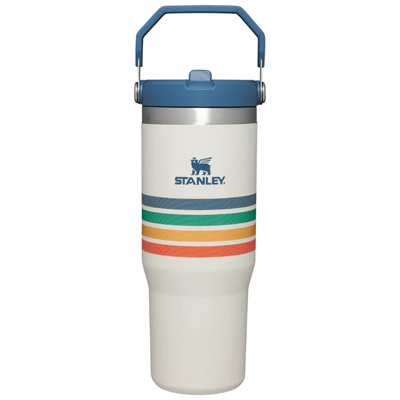 Stanley Adventure Varsity Iceflow Flip Straw Tumbler 30oz cream stripe